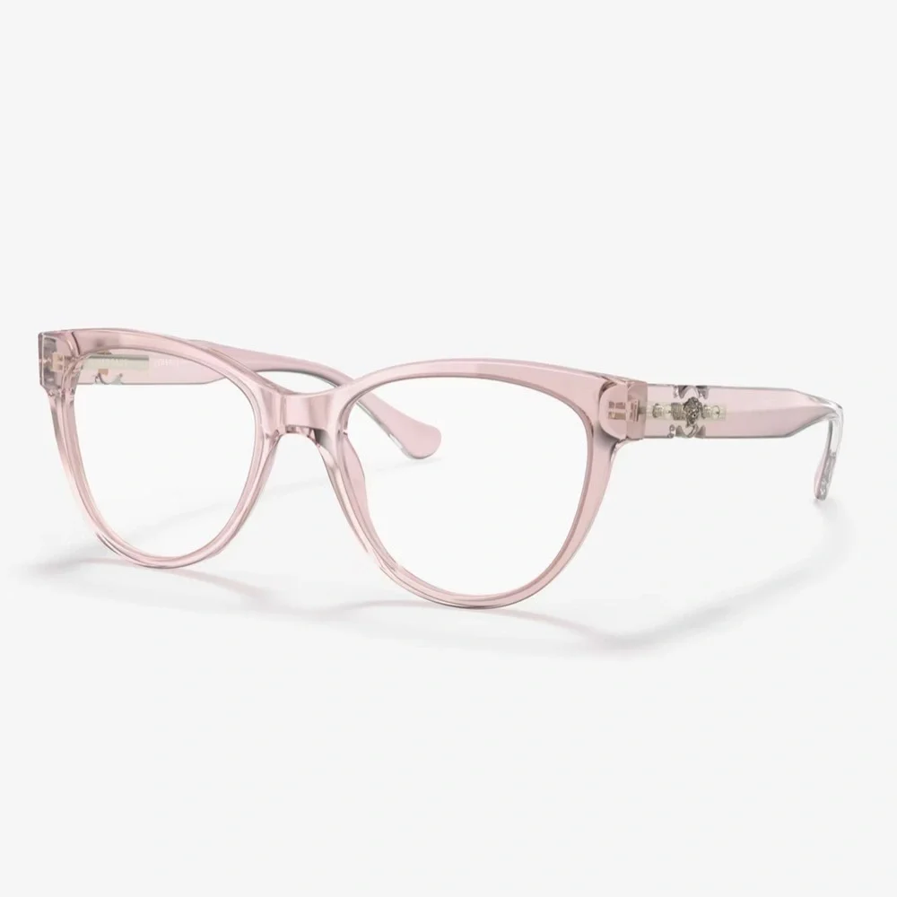 VERSACE NWT VE3304 Transparent Blush Pink Cat Eye Eyeglasses w/ Medusa Logo